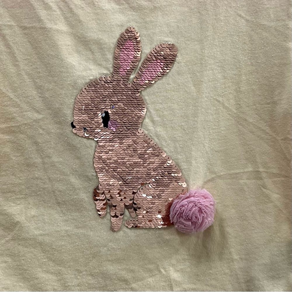 H&M Girls Sequin Bunny T-Shirt Size 4-6 years - Picture 3 of 6